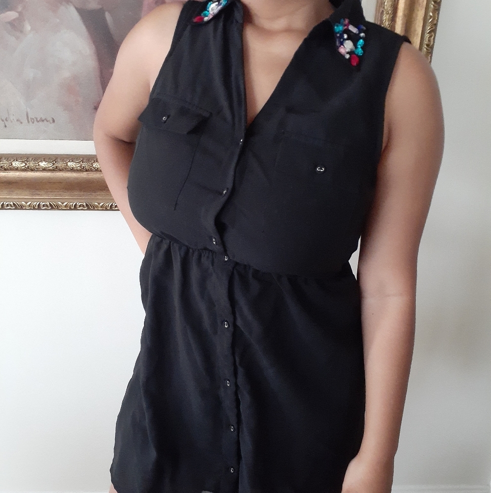 Black button up dress